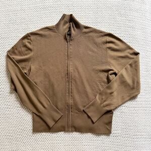 Nike Golf Vintage Tan Chevron Texture Zig Zag Full Zip Sweater Hong Kong Large